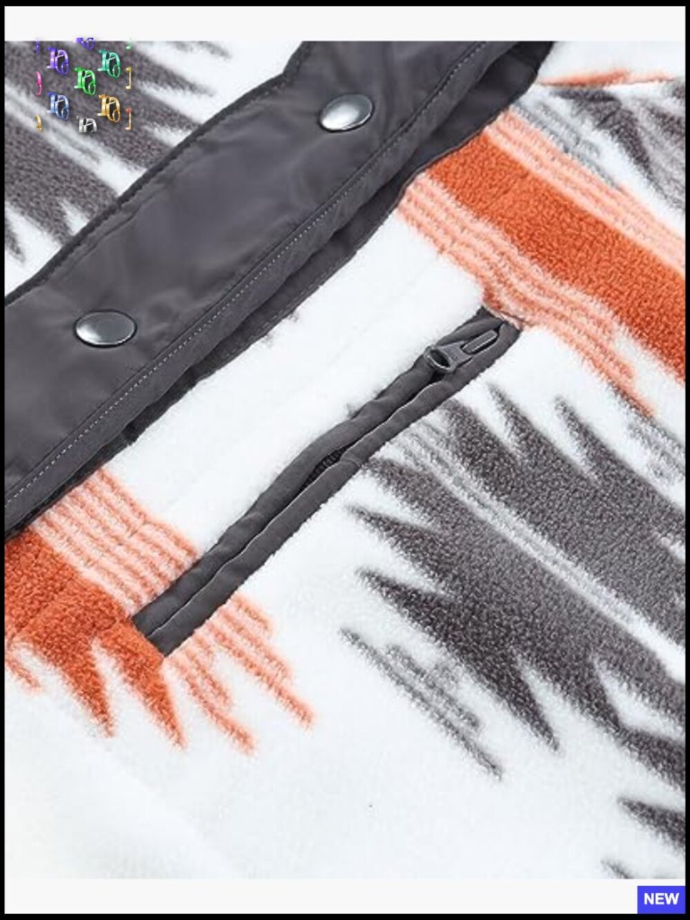 Western Aztec Print Fleece Jacket Snap Button Down Long Sleeve Shacket Pockets - Picture 5 of 7